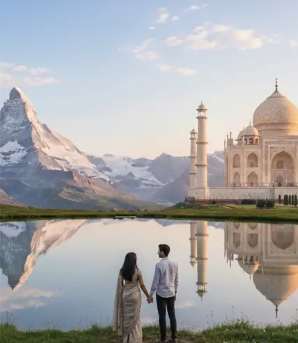 Romantic honeymoon journey celebrating love and new beginnings